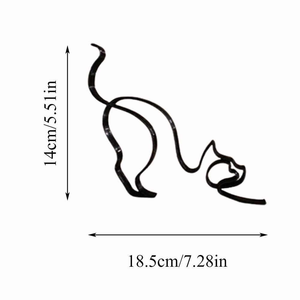 Tier Kunst Eisen Skulptur Retro Metall schwarze Linien Katze Hund Schreibtisch Ornament