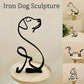 Tier Kunst Eisen Skulptur Retro Metall schwarze Linien Katze Hund Schreibtisch Ornament