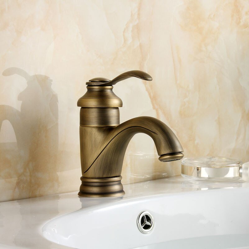 Frendorf | RoyalFlow Antiker Messing Wasserhahn | Badezimmerarmaturen Kran | Elegantes Design für Waschbecken