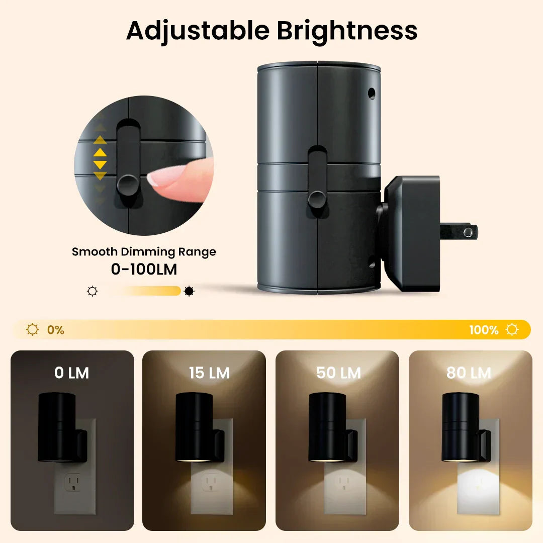 Dimmbares Plug-In Nachtlicht mit Bewegungssensor - LED-Licht für Schlafzimmer, Flure und Treppen