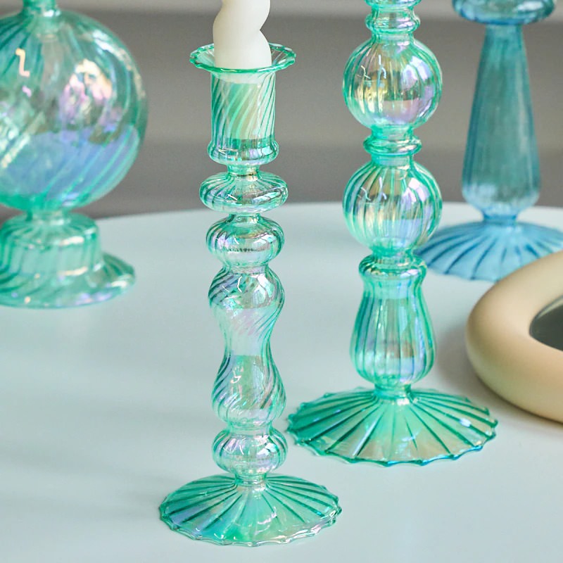 Frendorf | Aqua Blue Glas Kerzenhalter