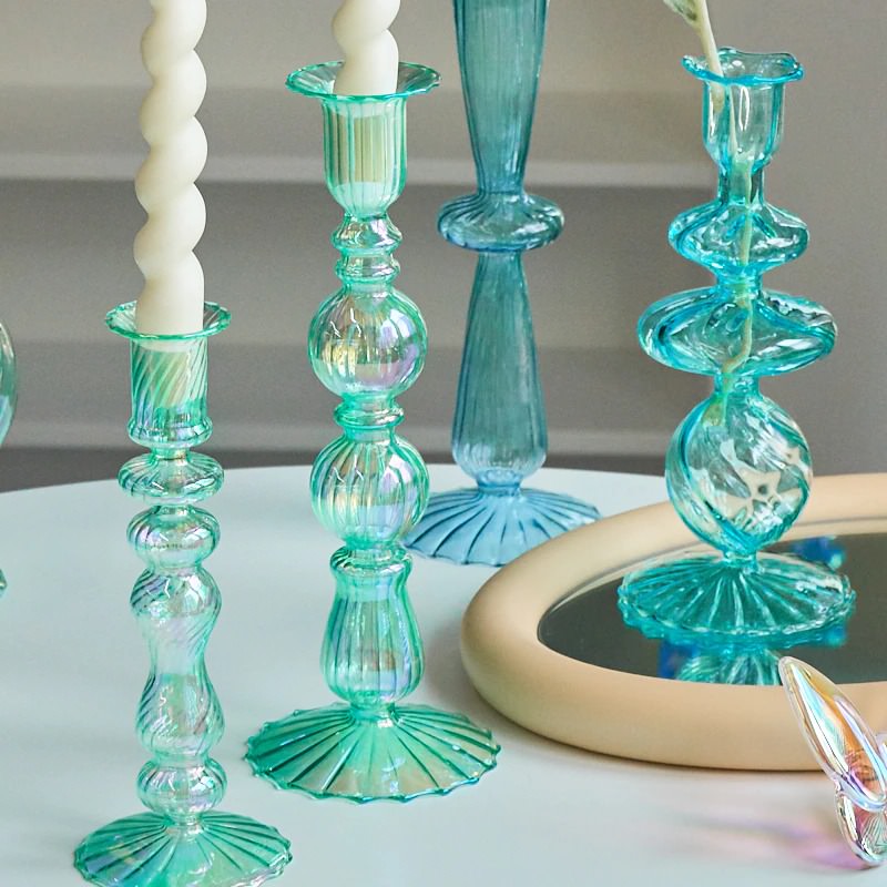Frendorf | Aqua Blue Glas Kerzenhalter