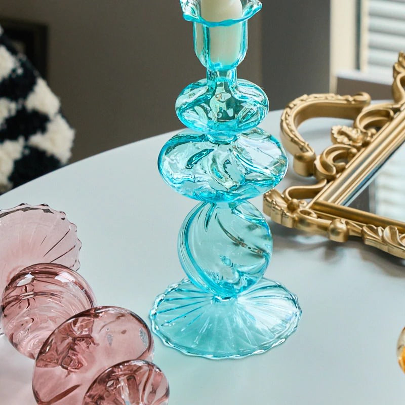 Frendorf | Aqua Blue Glas Kerzenhalter