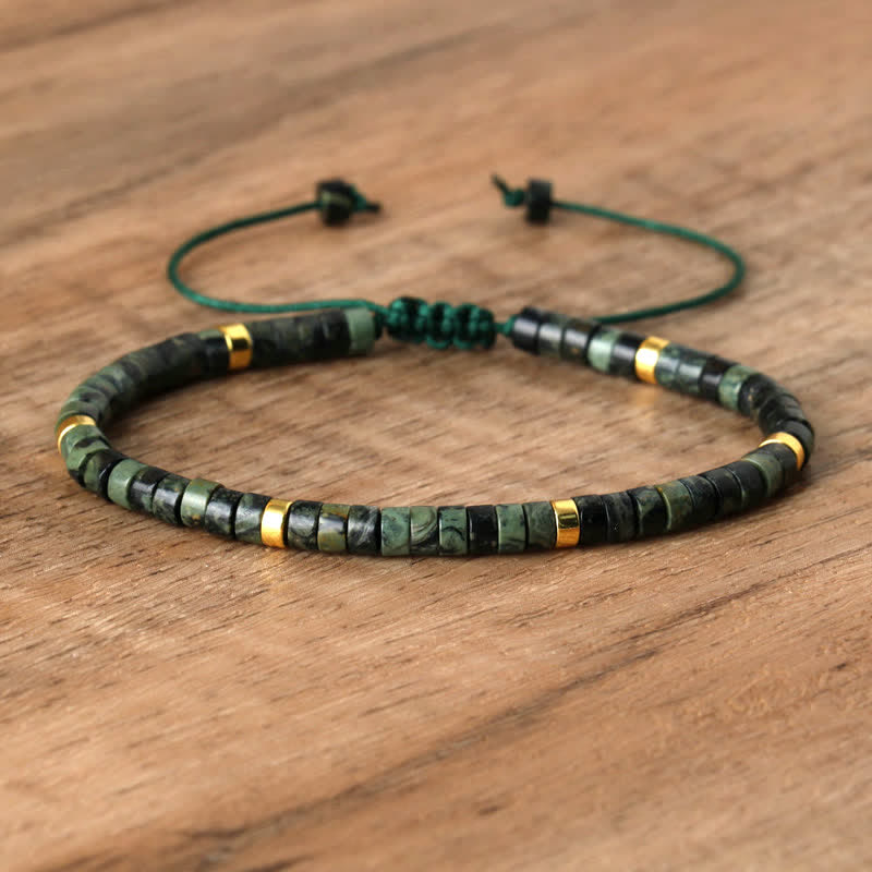 Frendorf | Geflochtenes Armband mit 2,4 mm Naturstein-Rollern – Seraphina