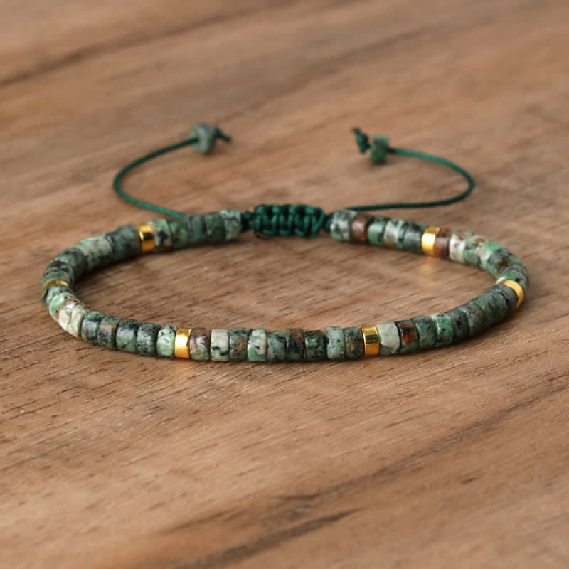 Frendorf | Geflochtenes Armband mit 2,4 mm Naturstein-Rollern – Seraphina