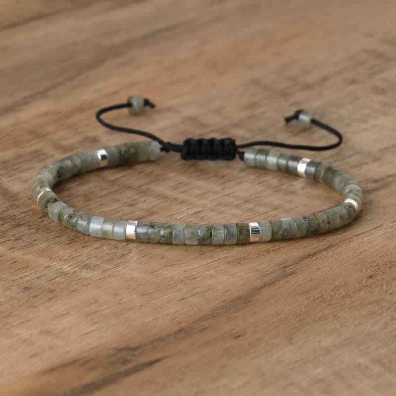 Frendorf | Geflochtenes Armband mit 2,4 mm Naturstein-Rollern – Seraphina