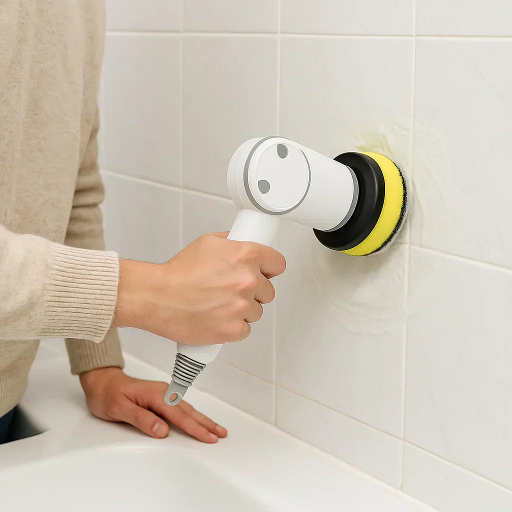 Frendorf | Elektrische Reinigungsbürste - Kabelloser Leistungsschrubber mit wiederaufladbarem Akku für die Reinigung von Zuhause, Küche und Badezimmer