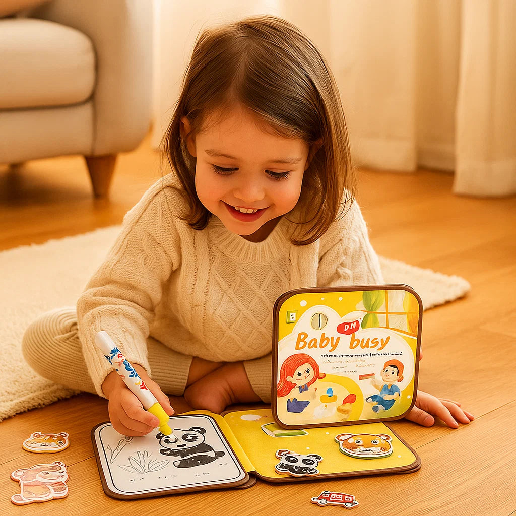 Frendorf | 2in1 Magisches Montessori Geschichten Buch zum Malen und Spielen