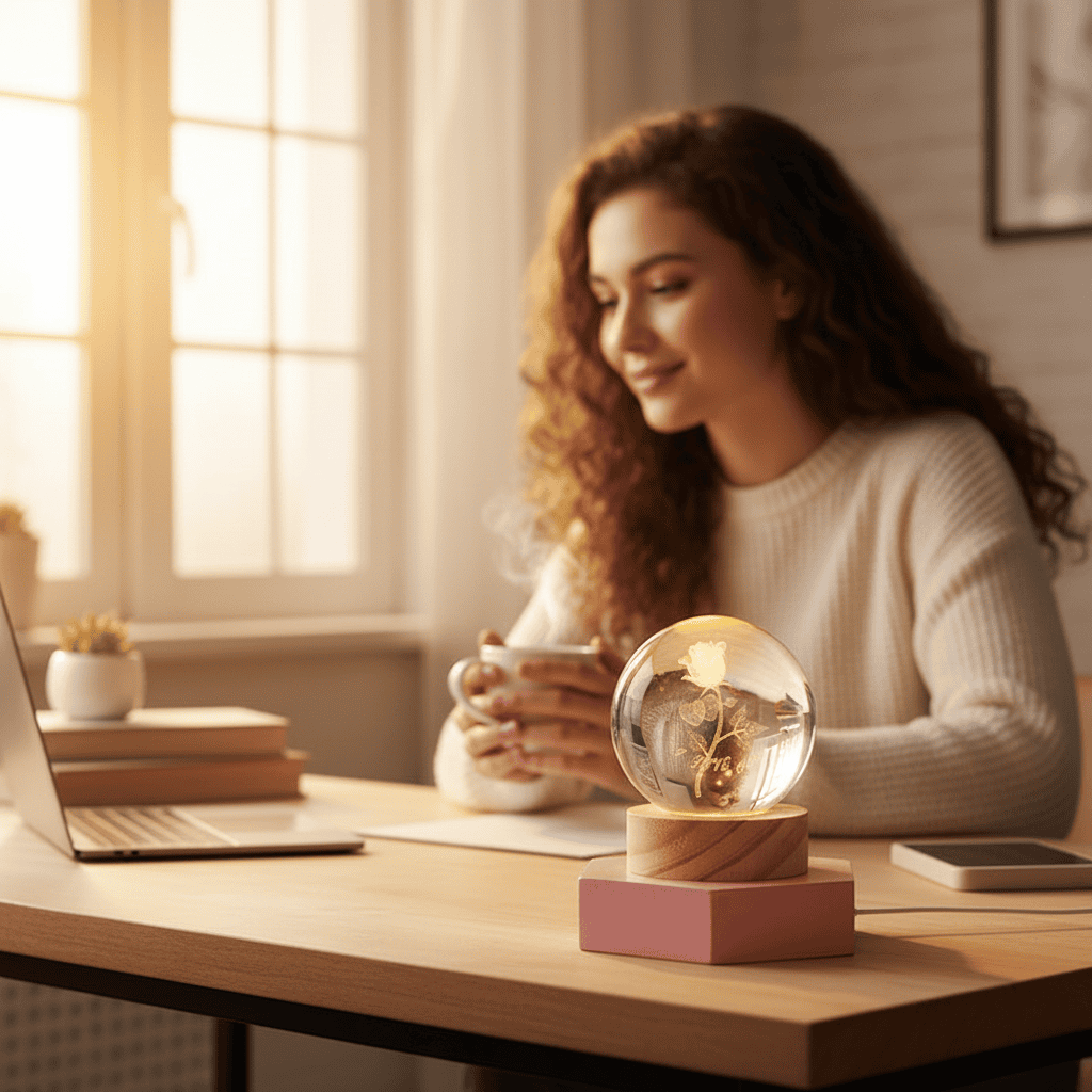 Frendorf | AURASHINE – 3D LED Kristalllampe für traumhafte Nachtatmosphäre