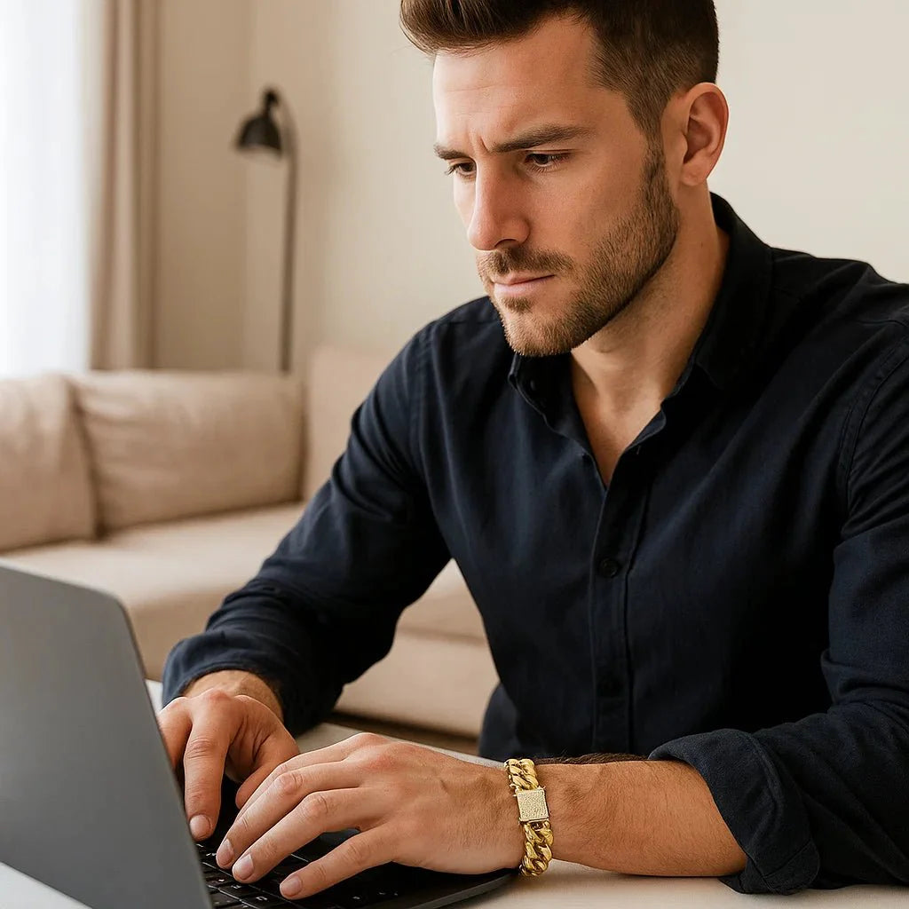 Frendorf | AURELIUS – 18K vergoldetes Cuban Link Armband für Männer