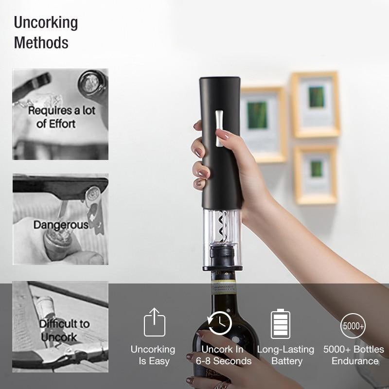 Frendorf | Automatischer Flaschenöffner für Wein Folienschneider Elektrischer Weinflaschenöffner in Schwarz oder Rot