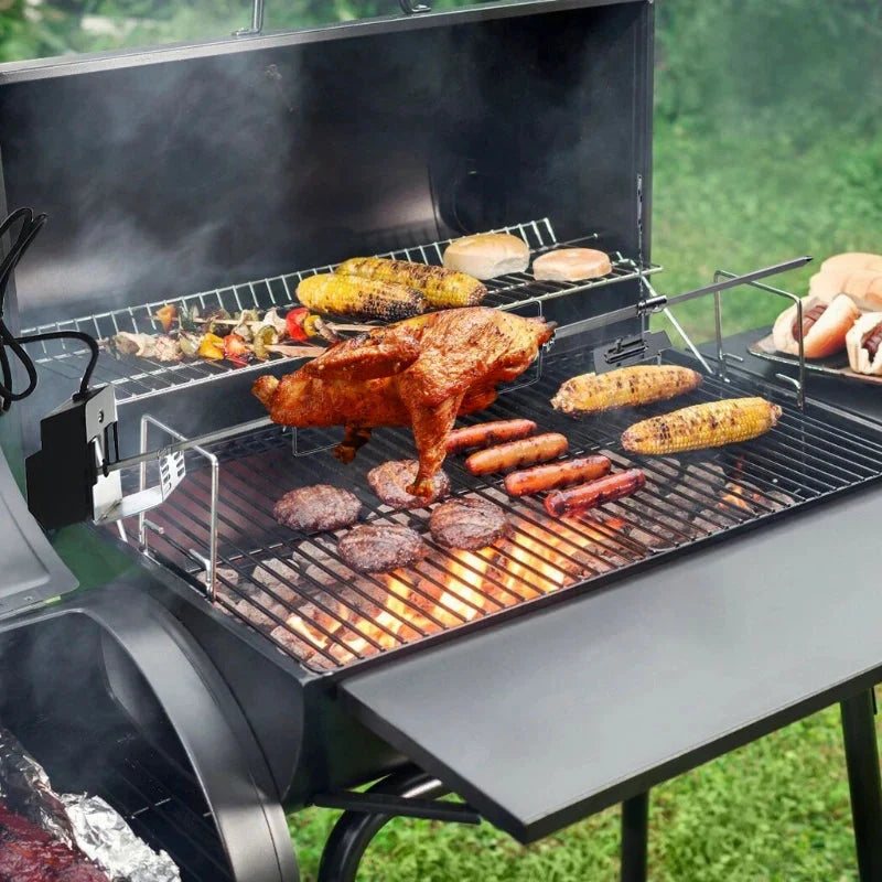Frendorf | Automatisches Grill-Drehspieß-Set mit 4W Elektromotor BBQ Halterungsstab