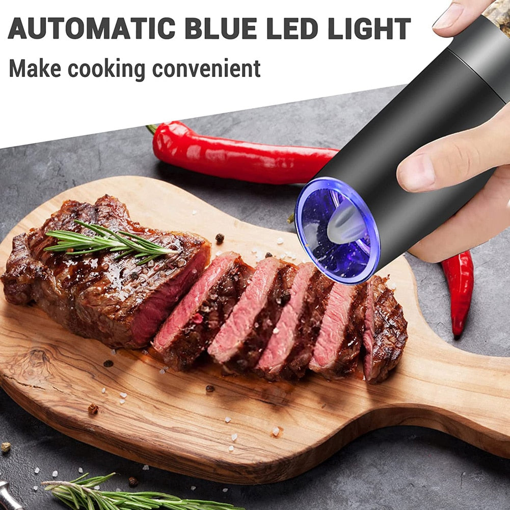 Frendorf | Automatische Gewürzmühle verstellbare Mühle mit LED-Licht
