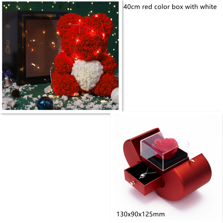 Frendorf | Valentinstag Geschenk Rose Bär Ewige Blume Rose Teddybär PE Schaum Bär 25cm Valentinstag