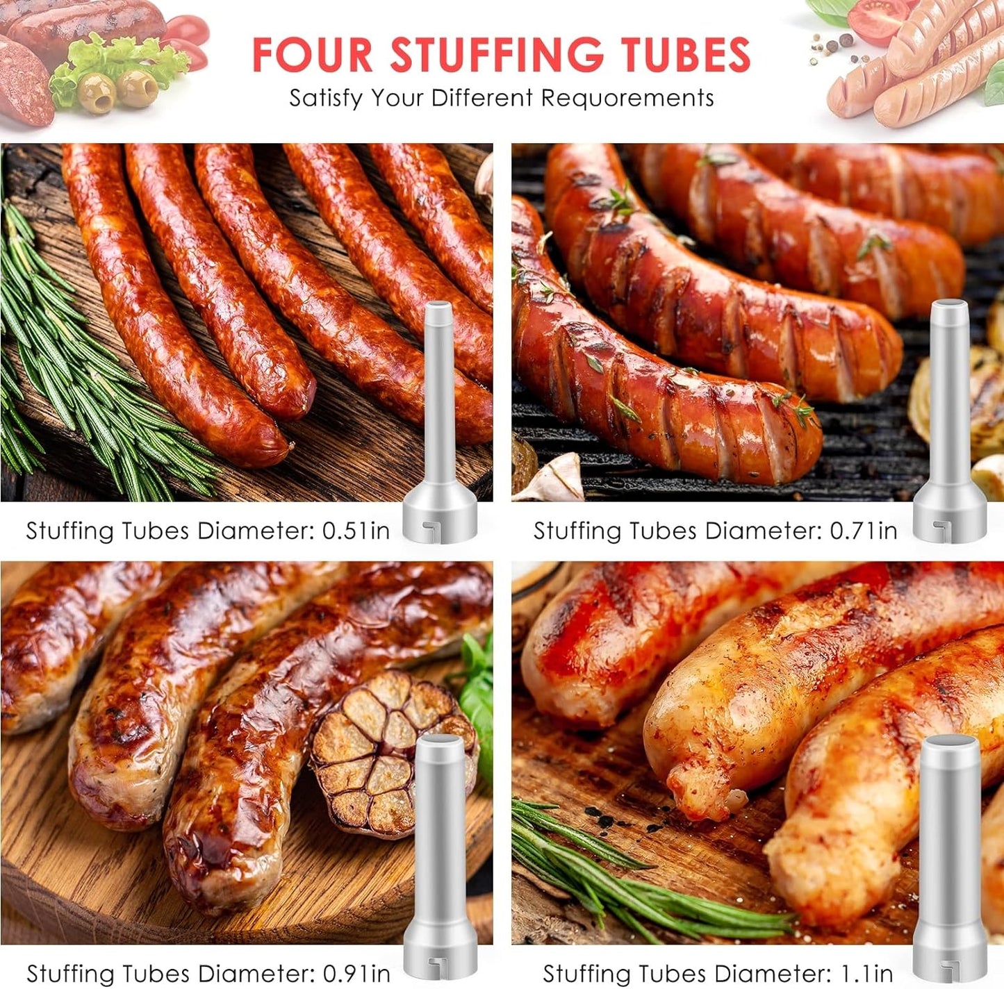 Frendorf | Wurstfüller mit 4 verschiedenen Größen Füllrohre