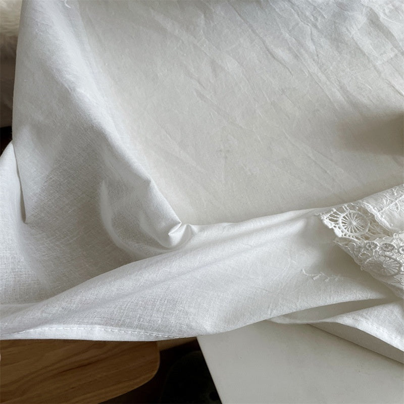 Französische weiße Spitzen-Tischdecke