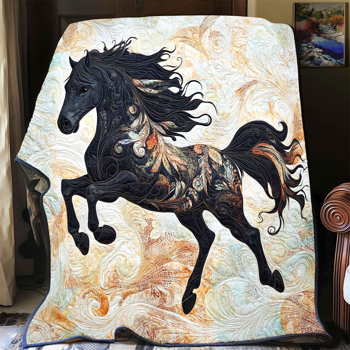 Royal Black Horse Quilt