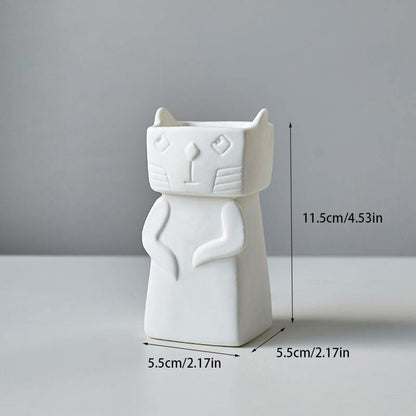 Frendorf | MeowNordic Katzen-Keramikvase | Skandinavisches Design | Verspielte Blumendekoration | Zwei Größen