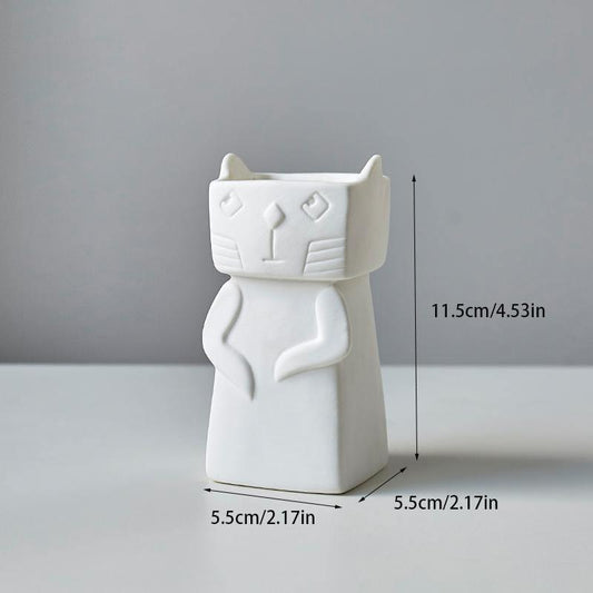 Frendorf | MeowNordic Katzen-Keramikvase | Skandinavisches Design | Verspielte Blumendekoration | Zwei Größen