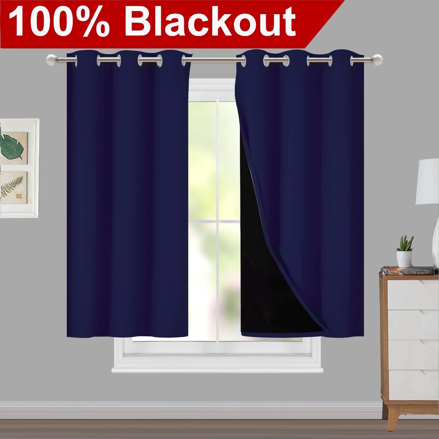 Klassische Blackout-Vorhänge mit Ösen – Thermisch isolierter, nicht bleichbarer Stoff für Wohnzimmer, Schlafzimmer, Küche, stilvolle Wohnkultur
