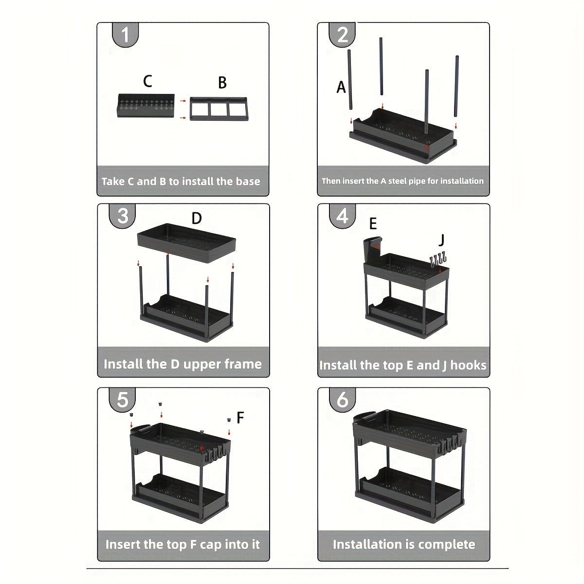 Frendorf | 2-Schicht-Organizer mit Haken und Becher - Smartes und stabiles Lagersystem für Unter dem Schrank oder auf der Arbeitsplatte