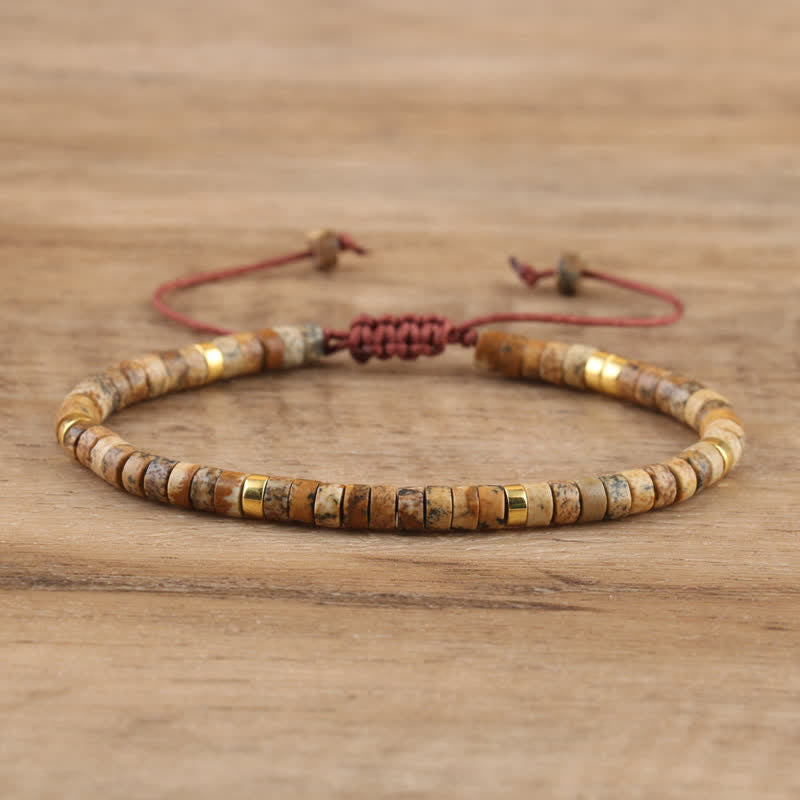 Frendorf | Geflochtenes Armband mit 2,4 mm Naturstein-Rollern – Seraphina