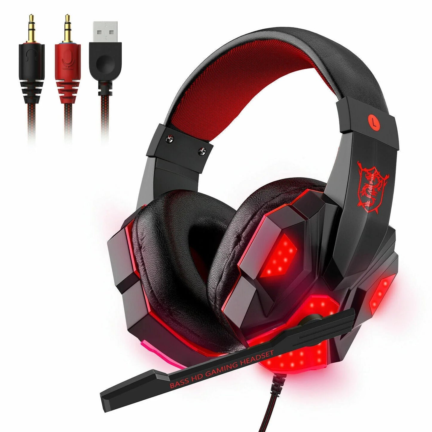 Frendorf | 3.5mm Gaming-Headset Mikrophon LED Kopfhörer Stereo Bass Surround Für PC PS4 Xbox One