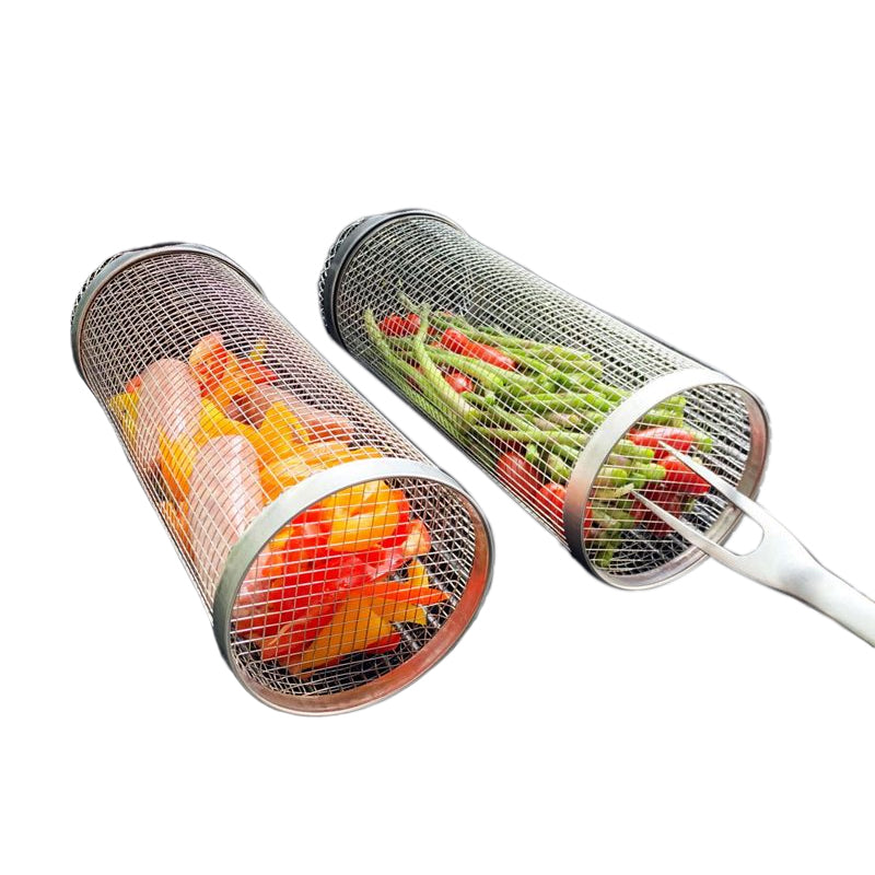 Frendorf | 360° drehbarer Grillkorb – Robustes Edelstahldesign – 21x9x9cm
