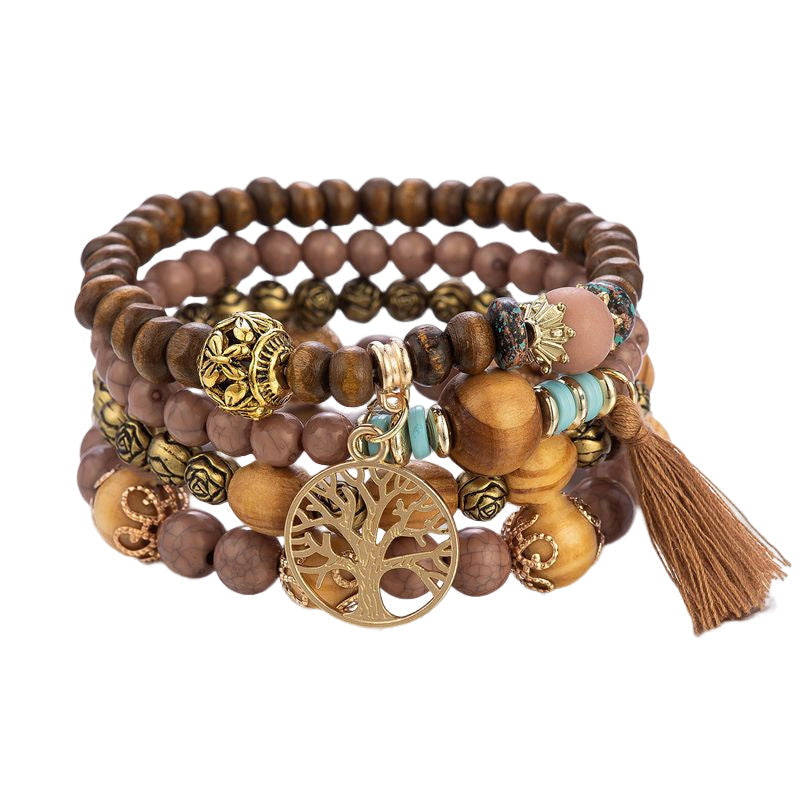 Frendorf | Boho Mehrschichtige Holzperlenarmband