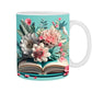 Frendorf | 3D Künstlerisch Schöne Florale Bücher Kaffeetasse - Geschenk für Bücherliebhaber