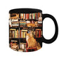 Frendorf | Bücherregal Keramikkaffeebecher - Geschenk für Katzenbuchliebhaber
