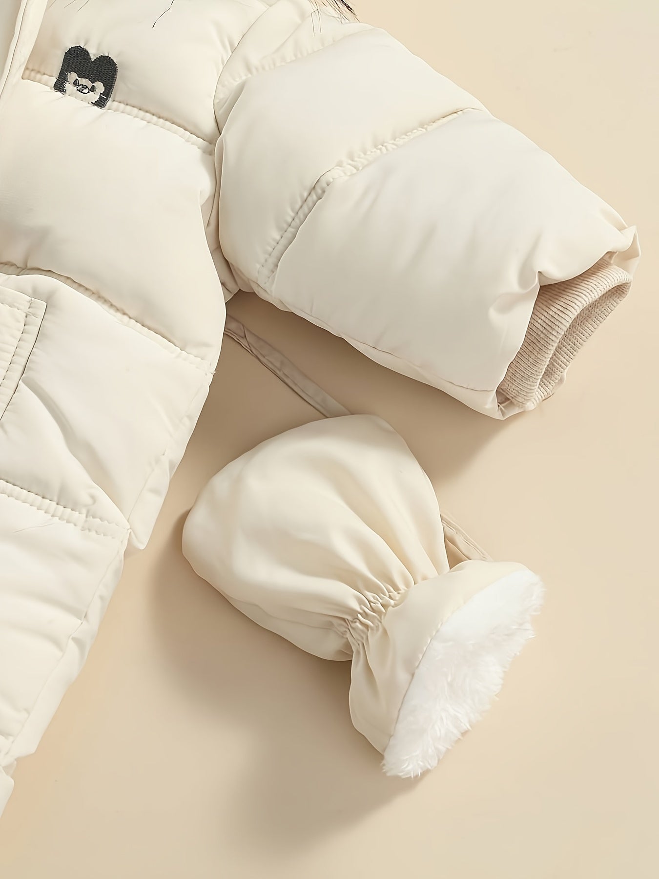Frendorf Baby Schnee-Overall | Gefütterter Winteranzug mit Kunstfell-Kapuze und integrierten Fäustlingen