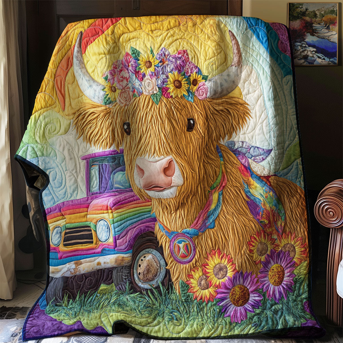 Hippie Highland Cow Quilt
