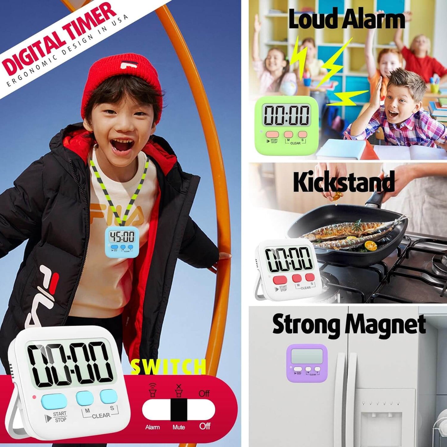 Frendorf | Pack Digitale Küchen-Timer mit Magnet