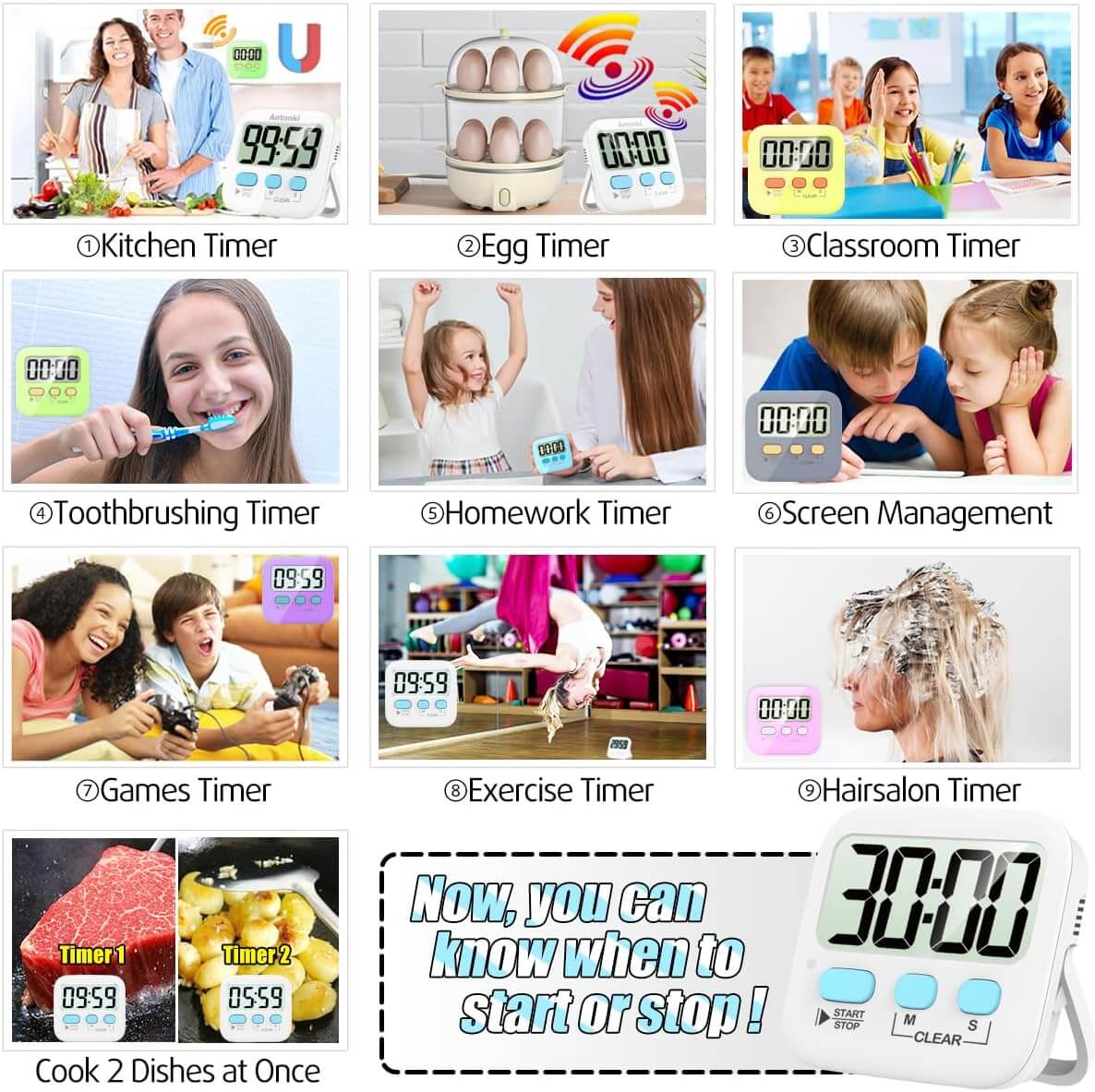 Frendorf | Pack Digitale Küchen-Timer mit Magnet