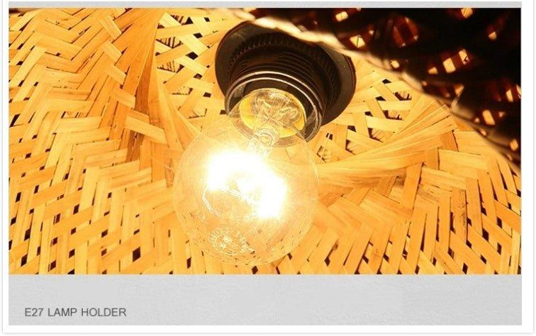 Hängende Deckenlampe aus Bambus A │ Handgefertigte Beleuchtung aus Holz und Ratten für die Inneneinrichtung