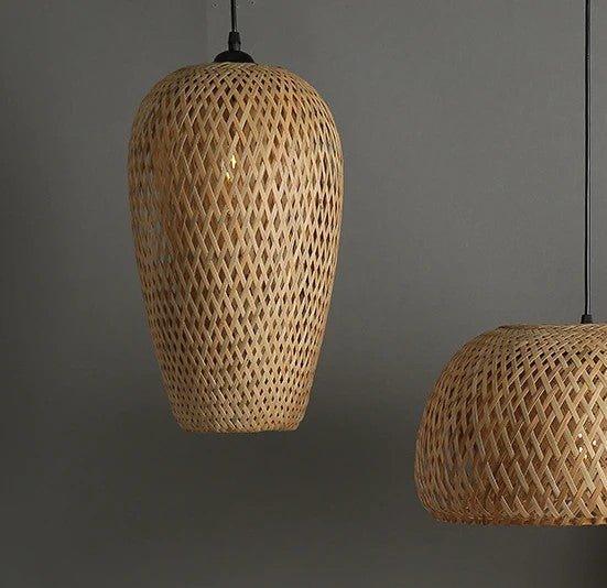 Hängende Deckenlampe aus Bambus A │ Handgefertigte Beleuchtung aus Holz und Ratten für die Inneneinrichtung