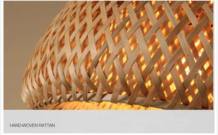 Hängende Deckenlampe aus Bambus C │ Handgefertigte Beleuchtung aus Holz und Ratten für die Inneneinrichtung