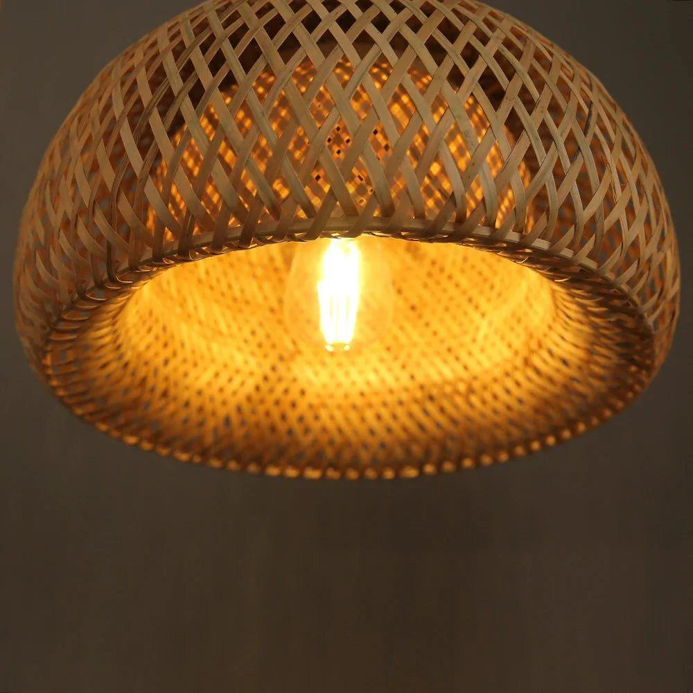 Hängende Deckenlampe aus Bambus C │ Handgefertigte Beleuchtung aus Holz und Ratten für die Inneneinrichtung