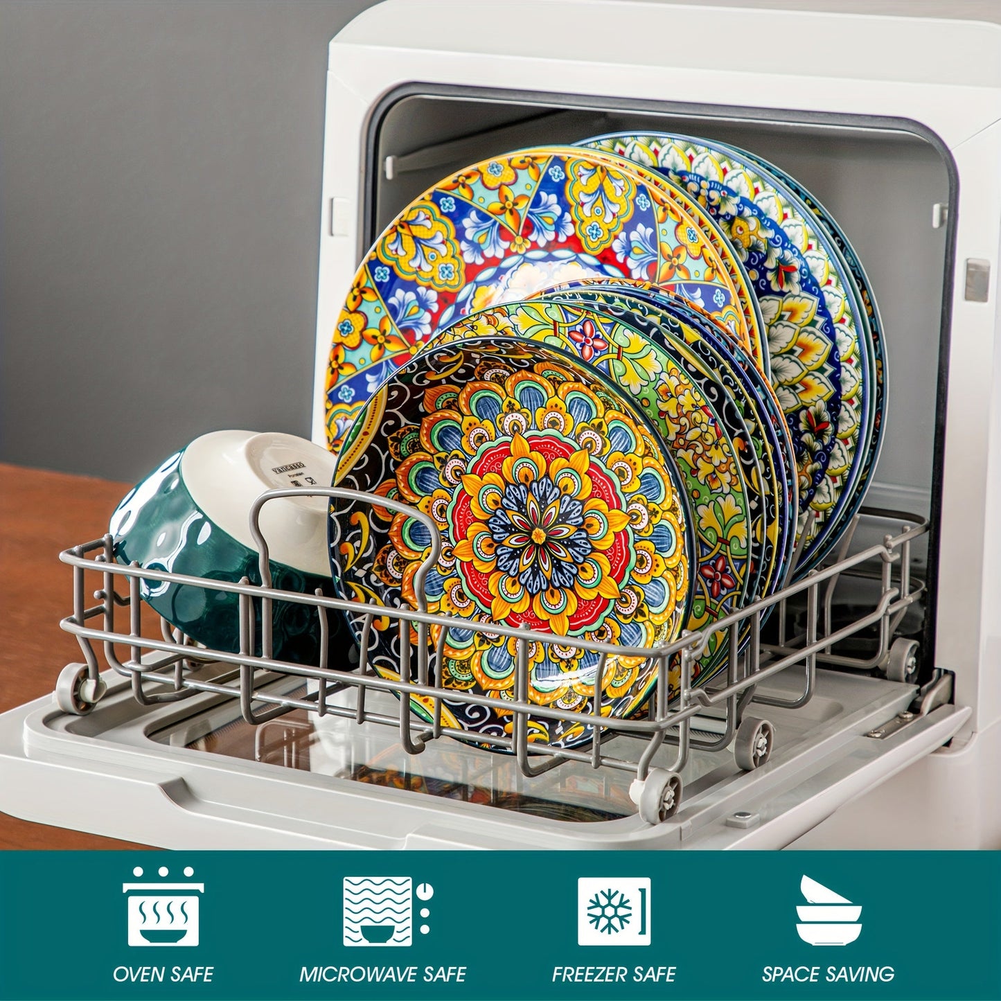 Frendorf | 24-teiliges Geschirrset – Steinzeug im Bohemian-Stil