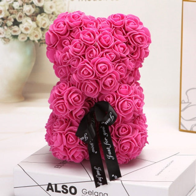 Frendorf | Valentinstag Geschenk Rose Bär Ewige Blume Rose Teddybär PE Schaum Bär 25cm Valentinstag