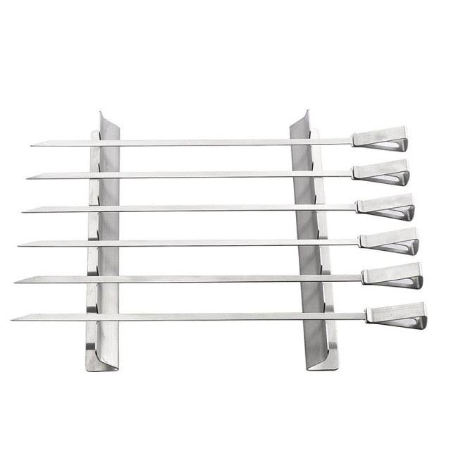 Frendorf | BBQ Zubehör BBQ Spieße BBQ Grill Rack mit 6 großen Spießen Set