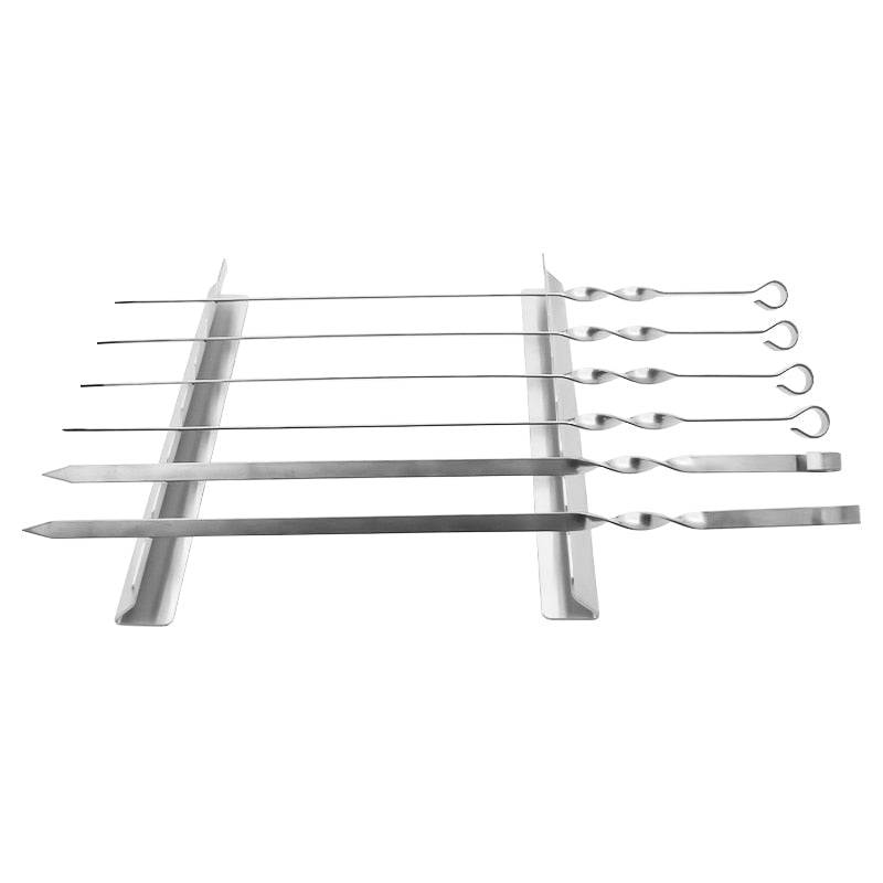 Frendorf | BBQ Zubehör BBQ Spieße BBQ Grill Rack mit 6 großen Spießen Set