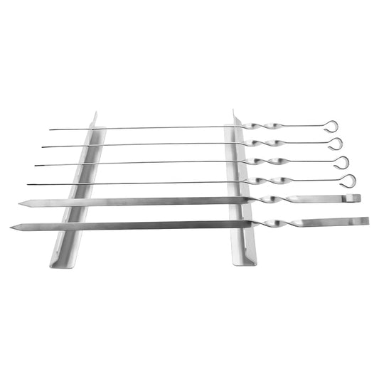 Frendorf | BBQ Zubehör BBQ Spieße BBQ Grill Rack mit 6 großen Spießen Set