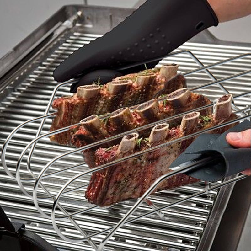 Frendorf | BBQ Rippchen Rack für Grill l Barbecue Korb Regale BBQ Zubehör