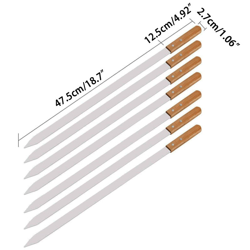 Frendorf | BBQ-Spieße Grillgabeln Langstielige Flach BBQ Zubehör Werkzeug
