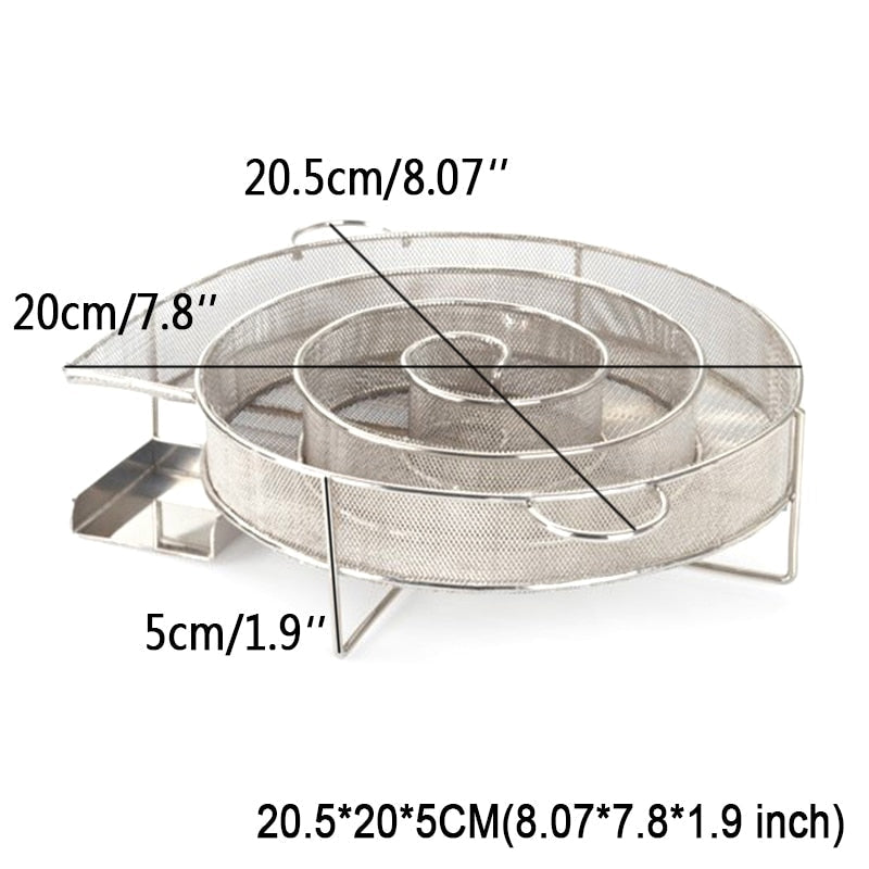Frendorf | BBQ Edelstahl Grillzubehör Runder Räucherholz Chips Kaltrauchgenerator