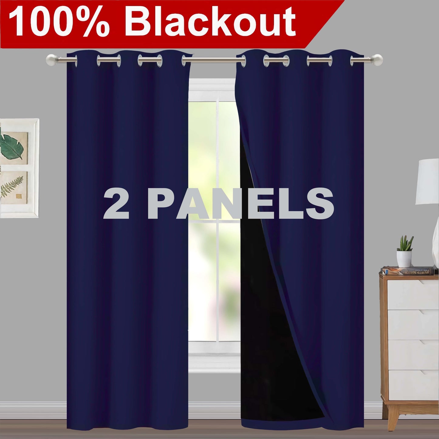 Klassische Blackout-Vorhänge mit Ösen – Thermisch isolierter, nicht bleichbarer Stoff für Wohnzimmer, Schlafzimmer, Küche, stilvolle Wohnkultur