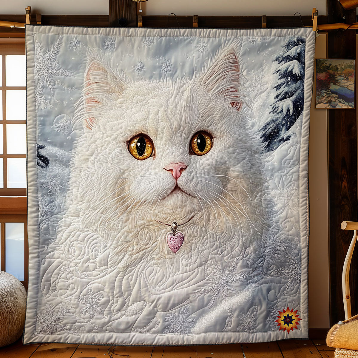 Snow Cat Steppdecke