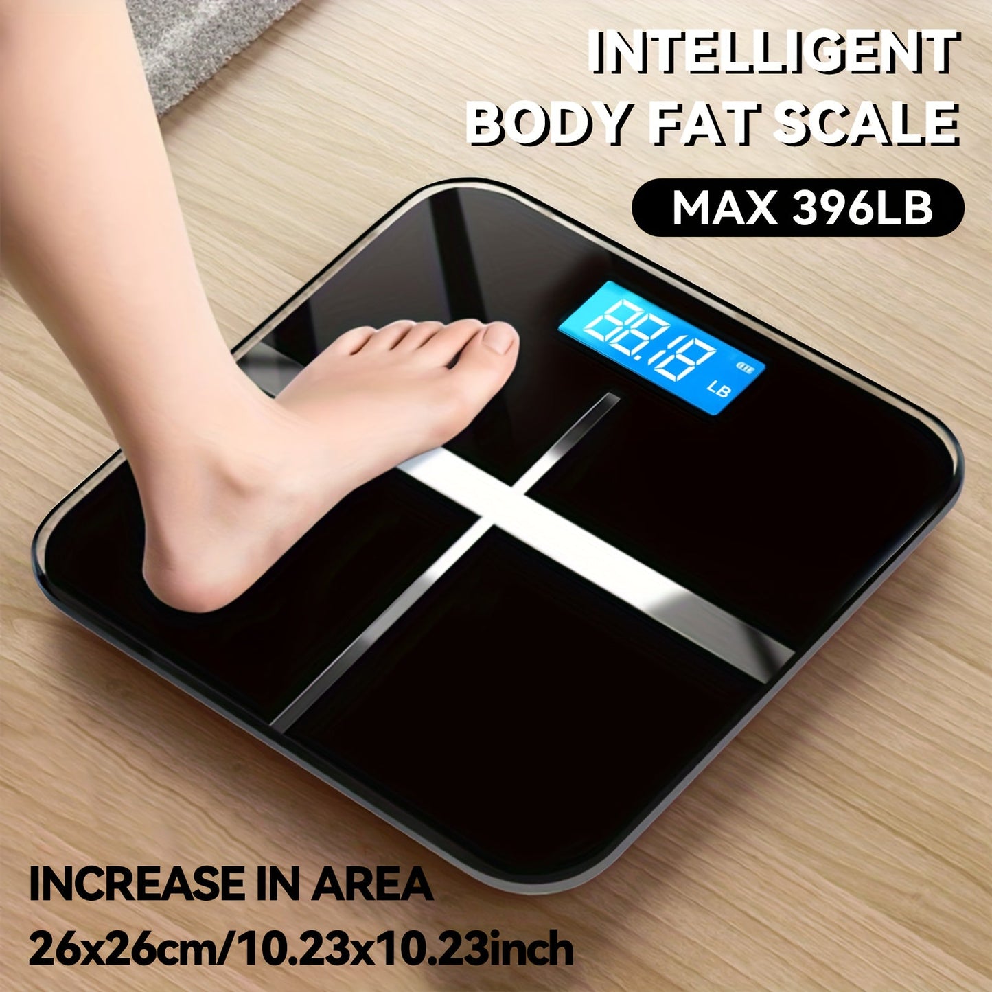 Badezimmer Digitale Personenwaage – Extra Breite Plattform, Hohe Kapazität 390 lbs, Genau und Sicher mit Großen Zahlen, Einfach Ablesbares Beleuchtet LCD-Display